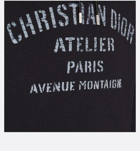 Oversized 'Christian Dior Atelier' Hooded Sweatshirt • Black Cotton Fleece