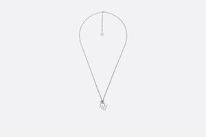 Dior Oblique Pendant Necklace • Silver Tone Brass with White Crystals