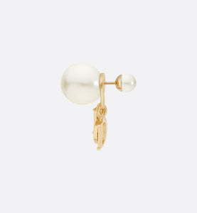 Dior Tribales Earrings • Gold-Finish Metal, White Resin Pearls and White Crystals