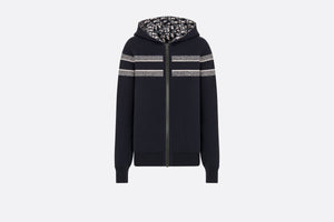 Reversible Zipped Cardigan with Hood • Blue Dior Oblique Cashmere