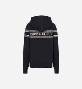 Reversible Zipped Cardigan with Hood • Blue Dior Oblique Cashmere