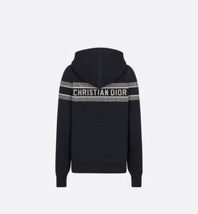 Reversible Zipped Cardigan with Hood • Blue Dior Oblique Cashmere