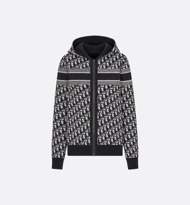Reversible Zipped Cardigan with Hood • Blue Dior Oblique Cashmere