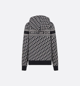 Reversible Zipped Cardigan with Hood • Blue Dior Oblique Cashmere