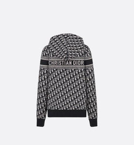 Reversible Zipped Cardigan with Hood • Blue Dior Oblique Cashmere