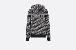 Reversible Zipped Cardigan with Hood • Blue Dior Oblique Cashmere