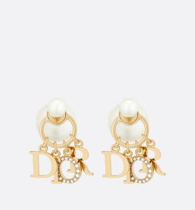 Dior Tribales Earrings • Gold-Finish Metal, White Resin Pearls and White Crystals