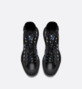 Combat Boot • Black Smooth Calfskin with Beige and Black Dior Oblique Jacquard