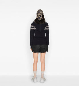 Reversible Zipped Cardigan with Hood • Blue Dior Oblique Cashmere