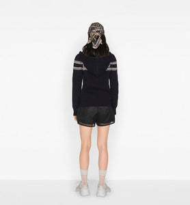 Reversible Zipped Cardigan with Hood • Blue Dior Oblique Cashmere