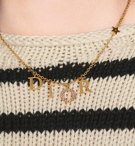 Dio(r)evolution Necklace • Gold-Finish Metal and White Crystals