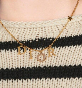 Dio(r)evolution Necklace • Gold-Finish Metal and White Crystals