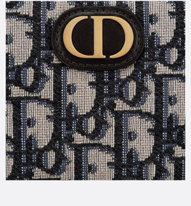 30 Montaigne Wallet • Blue Dior Oblique Jacquard