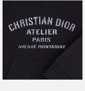 'Christian Dior Atelier' Hooded Sweatshirt • Black Cotton Fleece