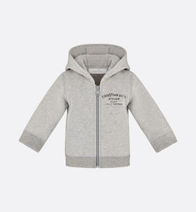 'Christian Dior Atelier' Zipped Hooded Sweatshirt • Light Gray Cotton Fleece