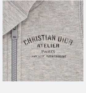 'Christian Dior Atelier' Zipped Hooded Sweatshirt • Light Gray Cotton Fleece