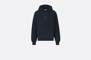 Oversized Hooded Sweatshirt with Dior Oblique Motif • Navy Blue Terry Cotton Jacquard
