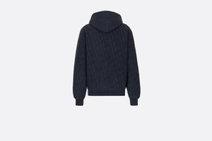 Oversized Hooded Sweatshirt with Dior Oblique Motif • Navy Blue Terry Cotton Jacquard