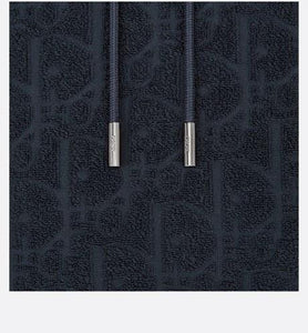 Oversized Hooded Sweatshirt with Dior Oblique Motif • Navy Blue Terry Cotton Jacquard
