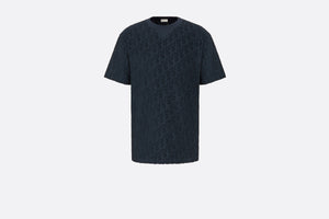 Oversized Dior Oblique T-Shirt • Navy Blue Terry Cotton Jacquard