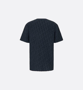 Oversized Dior Oblique T-Shirt • Navy Blue Terry Cotton Jacquard