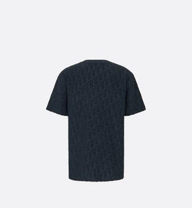 Oversized Dior Oblique T-Shirt • Navy Blue Terry Cotton Jacquard