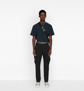 Oversized Dior Oblique T-Shirt • Navy Blue Terry Cotton Jacquard