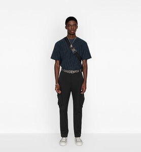 Oversized Dior Oblique T-Shirt • Navy Blue Terry Cotton Jacquard