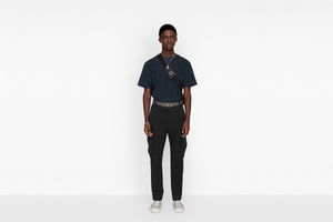 Oversized Dior Oblique T-Shirt • Navy Blue Terry Cotton Jacquard
