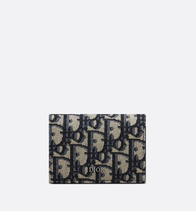 Business Card Holder • Beige and Black Dior Oblique Jacquard
