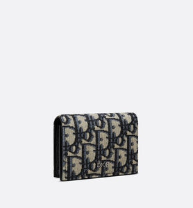Business Card Holder • Beige and Black Dior Oblique Jacquard