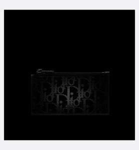 Zipped Card Holder • Black Dior Oblique Galaxy Leather
