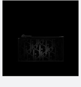 Zipped Card Holder • Black Dior Oblique Galaxy Leather