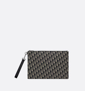 A4 Pouch • Beige and Black Dior Oblique Jacquard