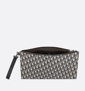 A4 Pouch • Beige and Black Dior Oblique Jacquard