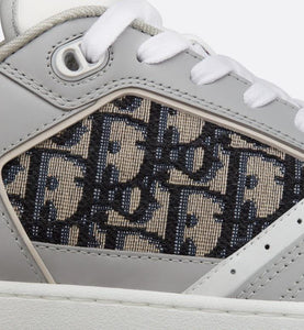 B27 Low-Top Sneaker • Gray and White Smooth Calfskin with Beige and Black Dior Oblique Jacquard
