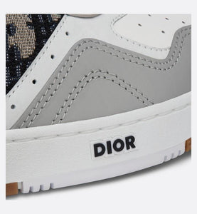 B27 Low-Top Sneaker • Gray and White Smooth Calfskin with Beige and Black Dior Oblique Jacquard