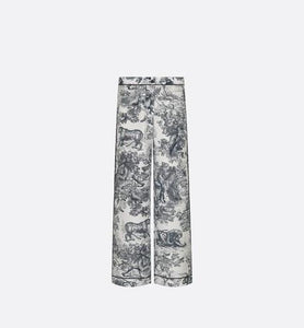 Dior Chez Moi Pajama Pants • White Silk Twill with Navy Blue Toile de Jouy Motif