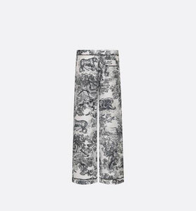 Dior Chez Moi Pajama Pants • White Silk Twill with Navy Blue Toile de Jouy Motif