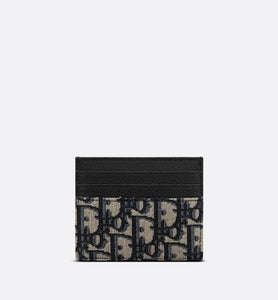 Card Holder • Beige and Black Dior Oblique Jacquard and Black Grained Calfskin