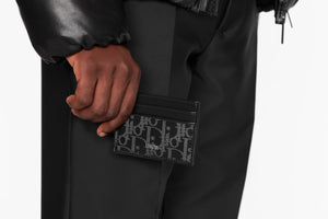 Card Holder • Black Dior Oblique Galaxy Leather