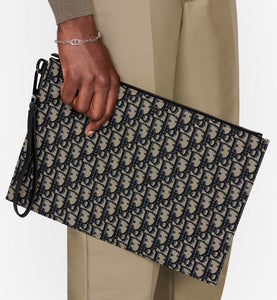A4 Pouch • Beige and Black Dior Oblique Jacquard