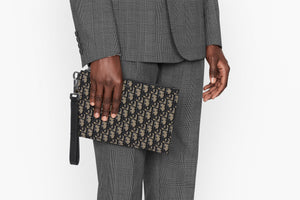 A5 Pouch • Beige and black Dior Oblique jacquard