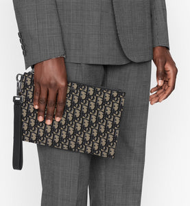 A5 Pouch • Beige and black Dior Oblique jacquard