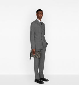A5 Pouch • Beige and black Dior Oblique jacquard