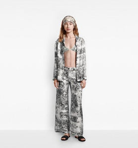 Dior Chez Moi Pajama Jacket • Silk Twill with White and Navy Blue Toile de Jouy Motif