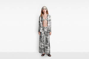 Dior Chez Moi Pajama Pants • White Silk Twill with Navy Blue Toile de Jouy Motif