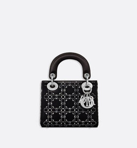Mini Lady Dior Bag • Black Strass Cannage Satin
