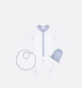 Newborn Gift Set • White Cotton Interlock and Dior Oblique Cotton Satin