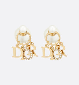 Dior Tribales Earrings • Gold-Finish Metal, White Resin Pearls and White Crystals